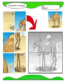Puzzle Kes Yapıştır Çalışma Sayfaları